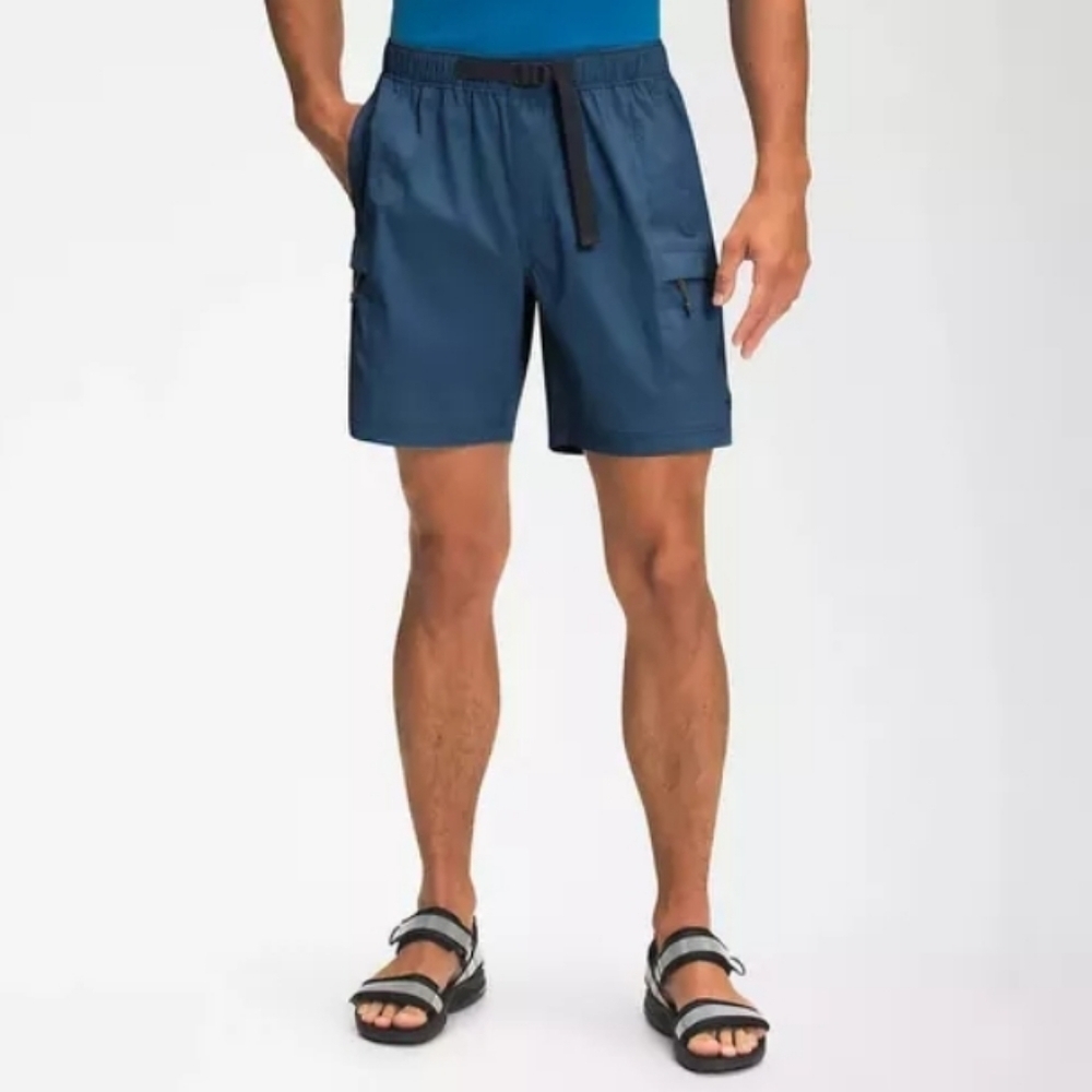 The North Face Class V Navy Blue Belted Cargo Swim Trunks Shorts
